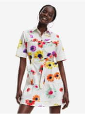 Desigual Bílé dámské květované košilové šaty Desigual Belgica-Lacroix XL