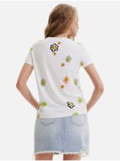 Desigual Bílé dámské tričko s potiskem Desigual Margapepo XL
