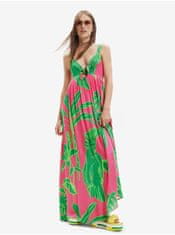 Desigual Zeleno-růžové dámské vzorované šaty Desigual Damila M