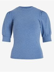 VILA Modré dámské žebrované tričko VILA Felia M