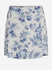 VILA Modro-krémová dámská květovaná sukně/kraťasy VILA Porcelina XL