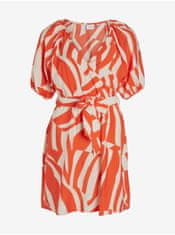 VILA Krémovo-oranžové dámské vzorované šaty VILA Dogma M