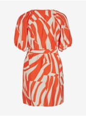 VILA Krémovo-oranžové dámské vzorované šaty VILA Dogma L