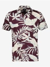 Lerros Krémovo-vínové pánské květované polo tričko LERROS XL