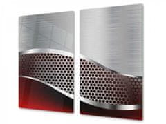 Glasdekor Ochranná deska abstrakt nerez-temně červená - Rozměry-obdélník: 60 x 90 cm, Lepení na zeď: S lepením na zeď