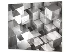 Glasdekor Ochranná deska 3D šedý abstrakt kostky - Ochranná deska: 40x60cm, Lepení na zeď: S lepením na zeď