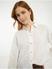 Fransa Krémová dámská dlouhá košile s příměsí lnu Fransa L