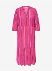 Only Carmakoma Růžové dámské pruhované košilové maxišaty ONLY CARMAKOMA Marrakesh 46