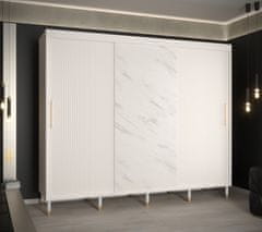 Veneti Šatní skříň SHAILA 9 - 250 cm, bílá + mramor