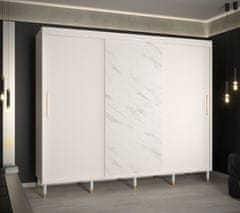 Veneti Šatní skříň SHAILA 1 - 250 cm, bílá + mramor