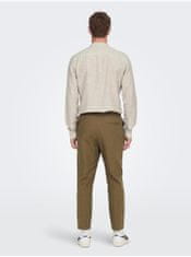 ONLY&SONS Hnědé pánské kalhoty s příměsí ONLY & SONS Linus M