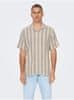 Béžová pánská pruhovaná košile s krátkým rukávem ONLY & SONS Trev XXL