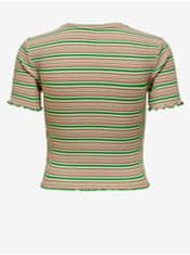 ONLY Zeleno-béžové dámské pruhované tričko ONLY Janie M