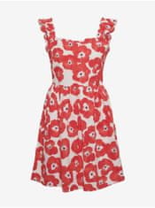 Pieces Bílo-červené dámské květované šaty Pieces Halia XS