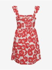 Pieces Bílo-červené dámské květované šaty Pieces Halia XL