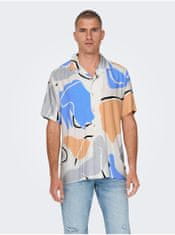 ONLY&SONS Krémová pánská vzorovaná košile s krátkým rukávem ONLY & SONS Dab S