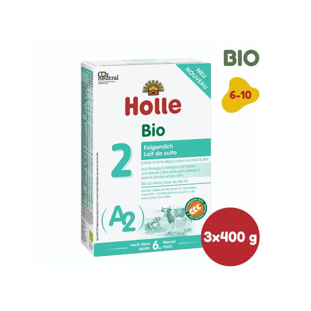 Levně Holle Bio A2 pokračovací mléko 2. od 6 měsíce věku 400g x 3ks