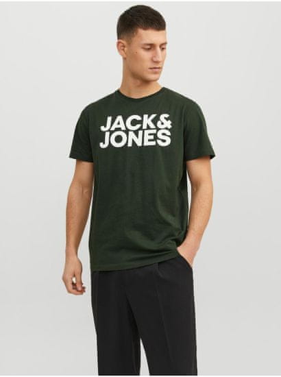 Jack&Jones Tmavě zelené pánské tričko Jack & Jones Corp