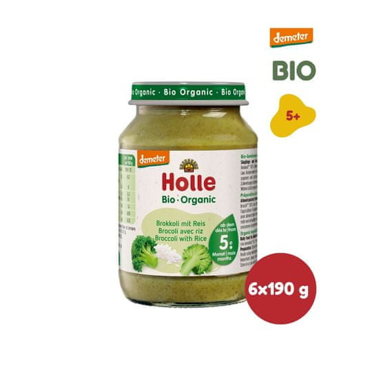 Holle Bio Brokolice s celozrnnou rýží - 6 x 190 g