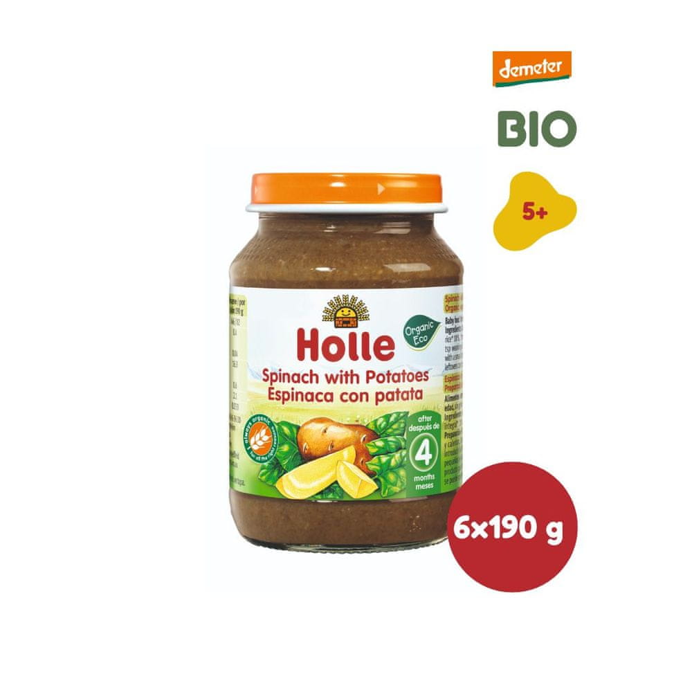 Levně Holle BIO Špenát s bramborem pro děti od 5. měsíce 6 x 190 g