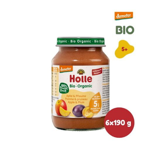 Holle BIO Jablko a švestka pro děti od 6. měsíce 6 x 190 g