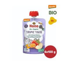 Holle Bio Tropic Tiger 100% ovocné pyré jablko, mango, maracuja - 6 x 100g