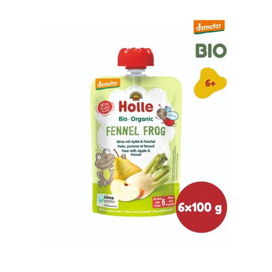 Holle Bio Fennel Frog 100% pyré hruška - jablko - fenykl 6 x 100g
