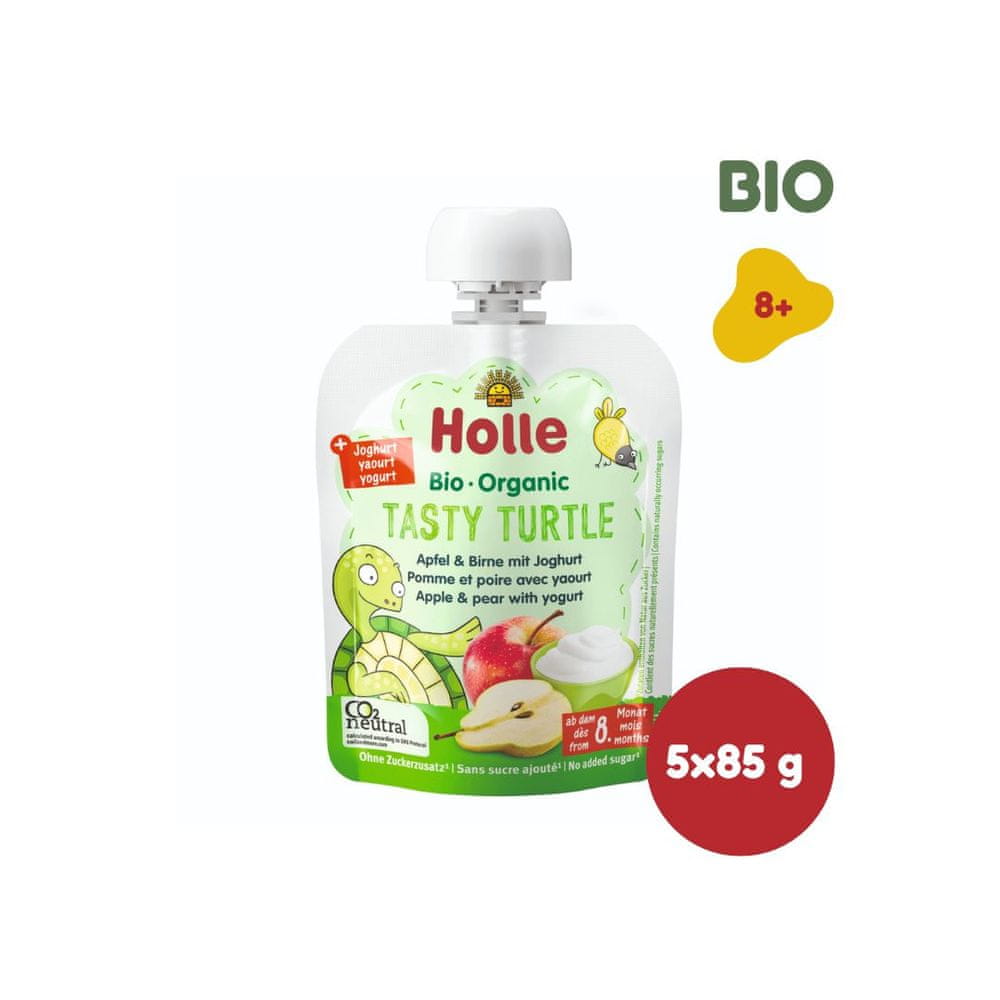 Holle Tasty Turtle - bio dětské ovocné pyré s jogurtem 85g x 5ks