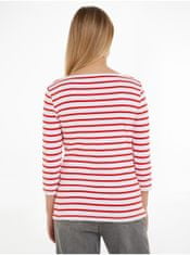 Tommy Hilfiger Bílo-červené dámské pruhované tričko s dlouhým rukávem Tommy Hilfiger S