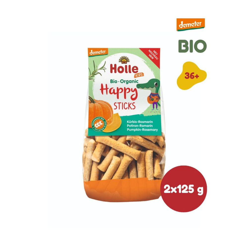Levně Holle Bio organické obilné Happy tyčinky s dýní a rozmarýnem - 2 x 100g