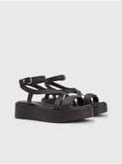 Tommy Hilfiger Černé dámské kožené sandály na platformě Tommy Hilfiger 40