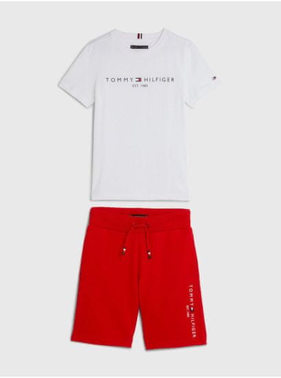 Tommy Hilfiger Sada klučičího trička a kraťasů v bílé a červené barvě Tommy Hilfiger