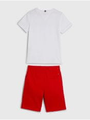 Tommy Hilfiger Sada klučičího trička a kraťasů v bílé a červené barvě Tommy Hilfiger 152