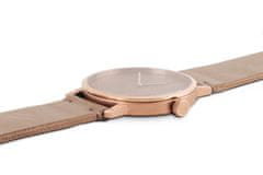 BeWooden Dřevěné analogové hodinky s řemínkem z pravé kůže Rose Watch růžová, béžová