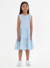 Tommy Hilfiger Světle modré holčičí pruhované šaty Tommy Hilfiger 160