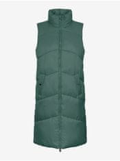 Vero Moda Tmavě zelená dámská dlouhá vesta VERO MODA Uppsala XS