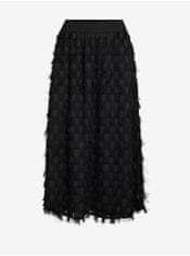 VILA Černá dámská vzorovaná midi sukně VILA Amellia L