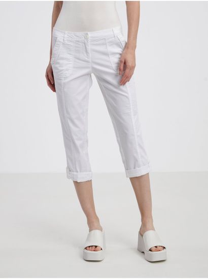 Camaïeu Bílé dámské tříčtvrteční kalhoty CAMAIEU