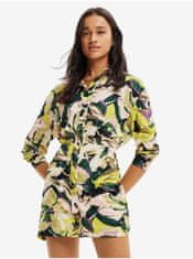 Desigual Zeleno-béžové dámské vzorované šaty Desigual Kea L