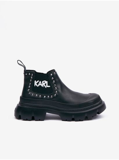 Karl Lagerfeld Černé dámské kožené kotníkové boty KARL LAGERFELD Trekka Max