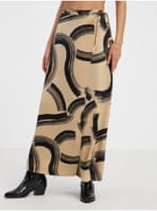 Vero Moda Béžová dámská vzorovaná zavinovací maxi sukně VERO MODA Gusa XS