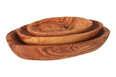 Čisté dřevo Sada servírovacích misek z olivového dřeva - 3ks