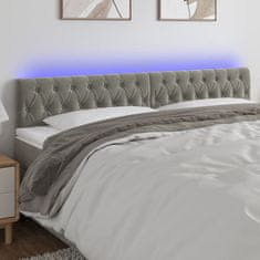 Vidaxl Čelo postele s LED světle šedé 180 x 7 x 78/88 cm samet