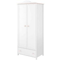 Veneti Dětská šatní skříň LALI - 85 cm, bílá / růžová