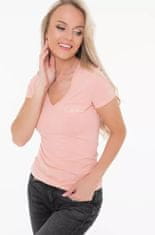 Guess Guess dámské tričko pudrově růžové s logem Velikost: XS