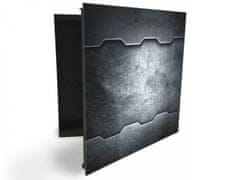 Glasdekor skříňka na klíče - abstraktní černo šedý plech - Otevírání: Pravé, Barva skříňky: Černá