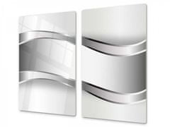 Glasdekor Ochranná deska abstrakt stříbrná vlna - Ochranná deska: 55x55cm, Lepení na zeď: S lepením na zeď