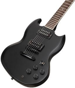 krásná elektrická kytara soundsation SH-HR200-MBK velké rezonantní tělo z mahagonového dřeva standardní menzura ovládání volume tone