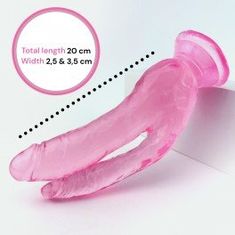 Sensual Dildo s přísavkou 20 cm dvojité růžová