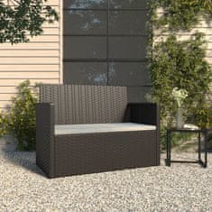 Vidaxl Zahradní lavice s poduškami černá 105 cm polyratan